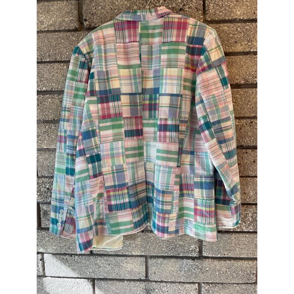 Lauren Ralph Lauren L Womens Multi-Color Plaid Patchwork Cotton Blazer Jacket Ou - Picture 6 of 7